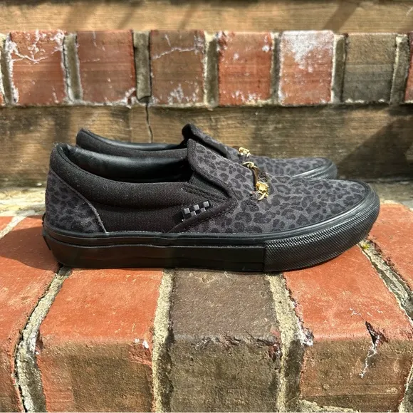 Vans x Cher Strawberry Skater Slip-On Sneakers in Cheetah Black Men’s 7