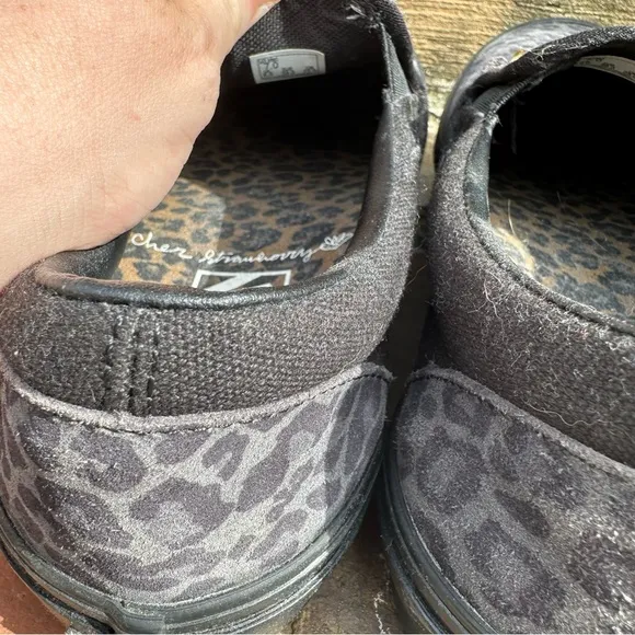Vans x Cher Strawberry Skater Slip-On Sneakers in Cheetah Black Men’s 7