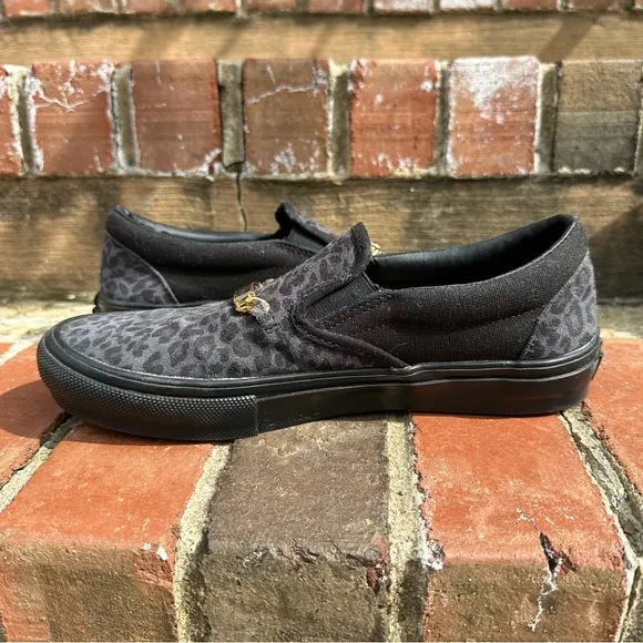 Vans x Cher Strawberry Skater Slip-On Sneakers in Cheetah Black Men’s 7