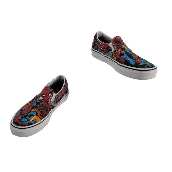 Vans X Marvel Spider Man Slip On Sneakers Mens 6 Womens 7.5 Streetwear Skater