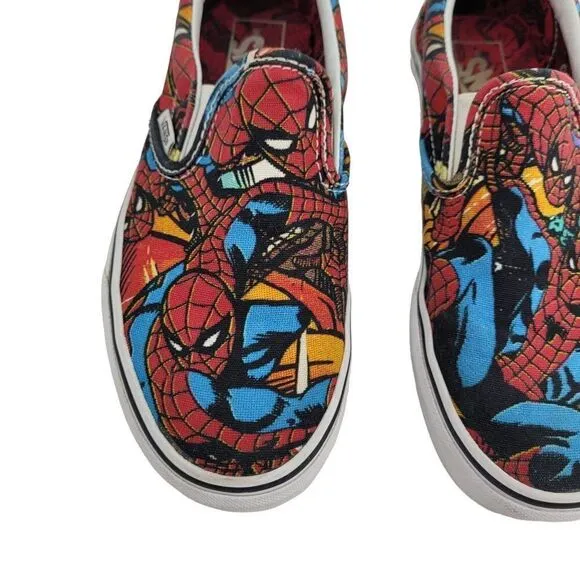 Vans X Marvel Spider Man Slip On Sneakers Mens 6 Womens 7.5 Streetwear Skater