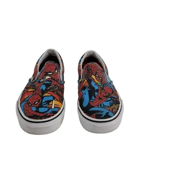 Vans X Marvel Spider Man Slip On Sneakers Mens 6 Womens 7.5 Streetwear Skater