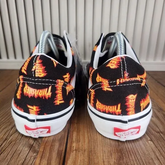 VANS x THRASHER Old Skool Mens Sz 9.5 Black Skate Skater Low Sneakers Shoes NEW