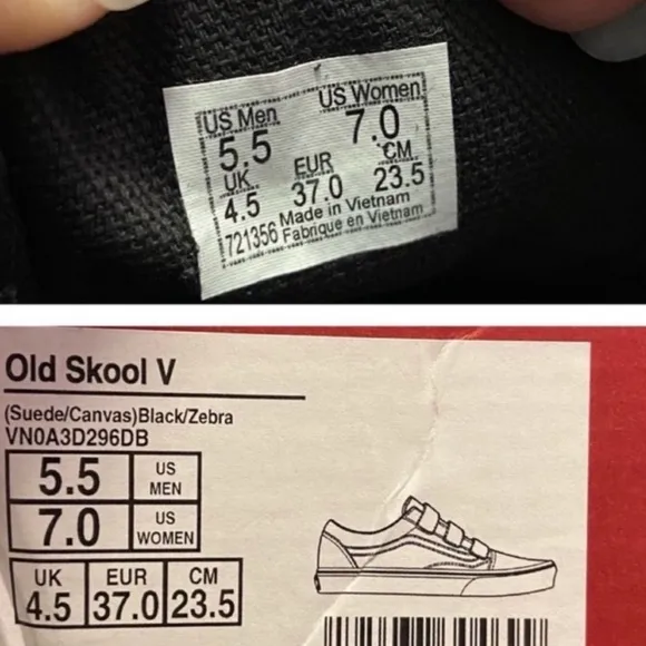 Vans Zebra Women 8 Black Old Skool Zebra Print Sneakers