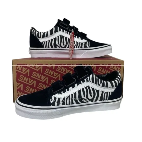 Vans Zebra Women 8 Black Old Skool Zebra Print Sneakers