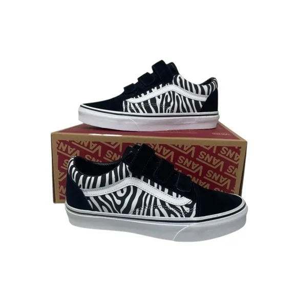 Vans Zebra Women 8 Black Old Skool Zebra Print Sneakers