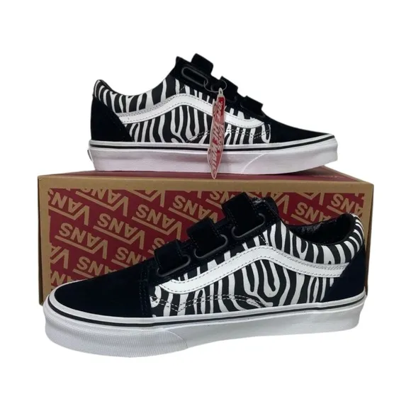 Vans Zebra Women 8 Black Old Skool Zebra Print Sneakers