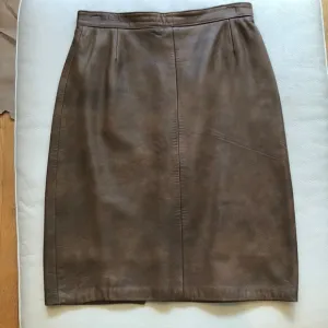 Vera Pelle brown leather pencil skirt