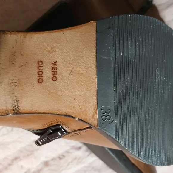 Vero Cuoio Brown Heeled Boots with Leather Finish