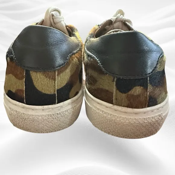 Veronica‎ Beard Sami Camo Skater Sneakers Sz 39/8.5-9 US Calf Fur