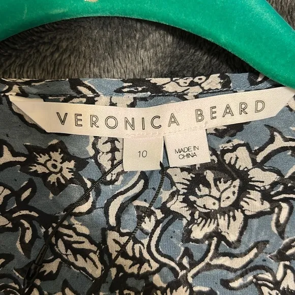 Veronica Beard Sazan Asymmetric Ruffled Floral Print Silk Chiffon Dress Size 10