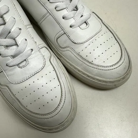 VERY GOOD Common Projects BBall Low Leather Sneakers White Calf Mens EU 43 US 10