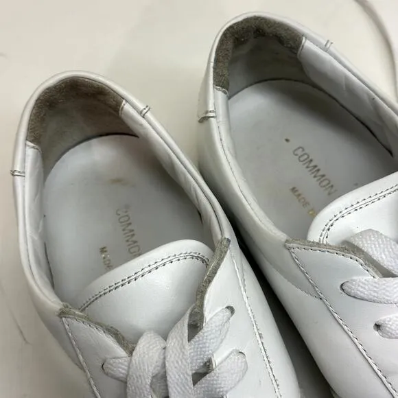 VERY GOOD Common Projects BBall Low Leather Sneakers White Calf Mens EU 43 US 10
