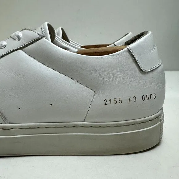 VERY GOOD Common Projects BBall Low Leather Sneakers White Calf Mens EU 43 US 10