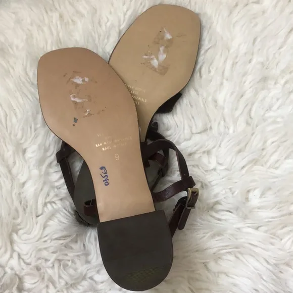 VIA CONDOTTI Brown Leather Sandals