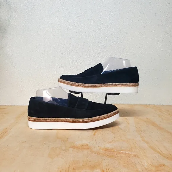 Via Spiga Women’s Suede Espadrille Platform Loafers Sneakers Black Size 8.5 M