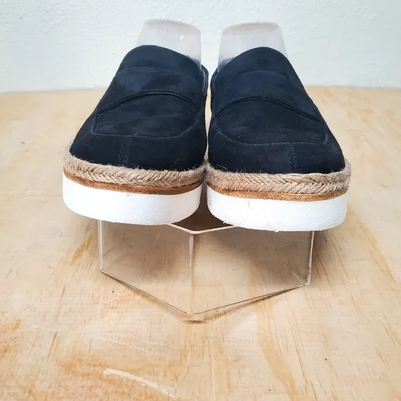 Via Spiga Women’s Suede Espadrille Platform Loafers Sneakers Black Size 8.5 M