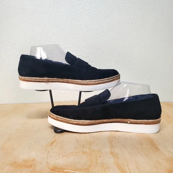Via Spiga Women’s Suede Espadrille Platform Loafers Sneakers Black Size 8.5 M