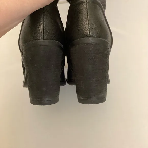 Vince Camuto 9 Melaya Tall Over The Knee Leather Women’s Boots Black Chunky Heel