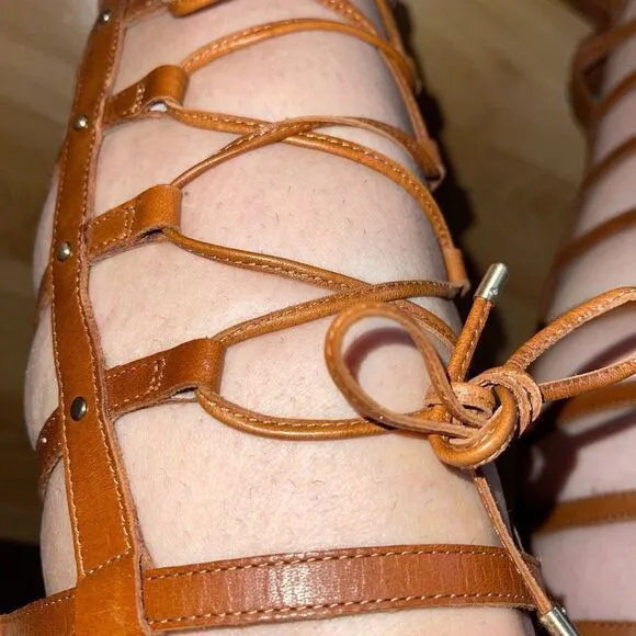VINCE CAMUTO Brown Lace Up Gladiator Sandals VINCE CAMUTO Gladiator Sand…