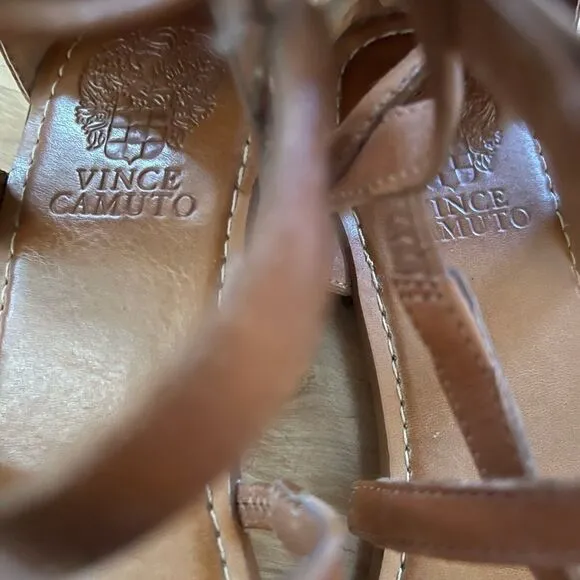 VINCE CAMUTO Brown Lace Up Gladiator Sandals VINCE CAMUTO Gladiator Sand…