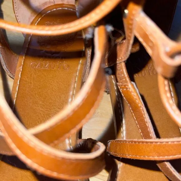 VINCE CAMUTO Brown Lace Up Gladiator Sandals VINCE CAMUTO Gladiator Sand…