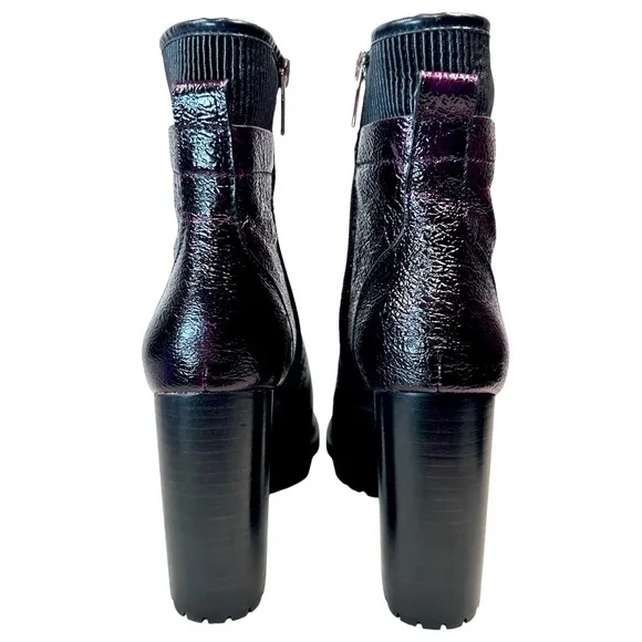 Vince Camuto Ermania Leather Platform Lace Up Lug Sole Combat Boot, Purple, 7.5