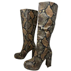 Vince Camuto Jesting Python SnakeskinPrint Leather Platform Tall Boots 9M