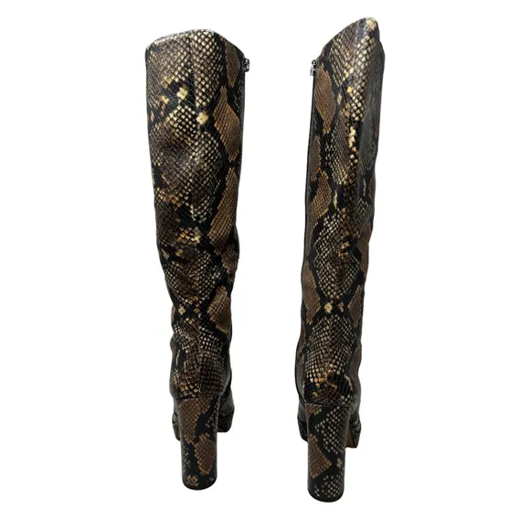 Vince Camuto Jesting Python SnakeskinPrint Leather Platform Tall Boots 9M