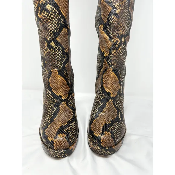Vince Camuto Jesting Python SnakeskinPrint Leather Platform Tall Boots 9M