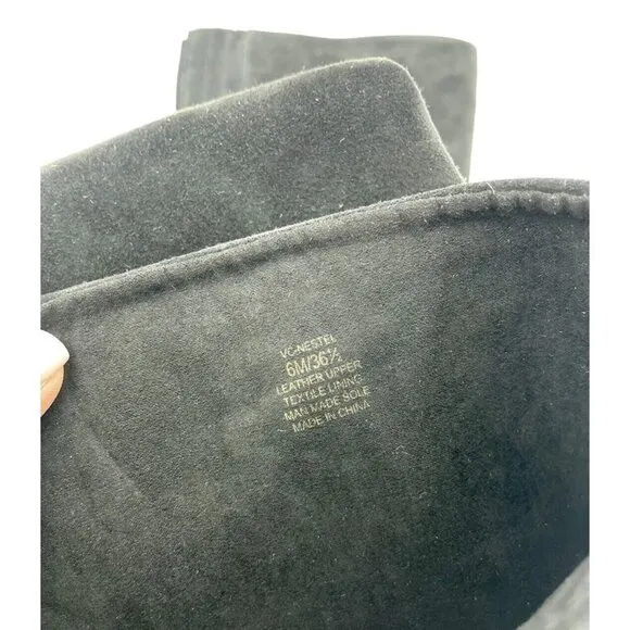 Vince Camuto Nestel Black Suede Leather  Block Heel Knee High Boots 6 New