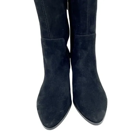 Vince Camuto Nestel Black Suede Leather  Block Heel Knee High Boots 6 New