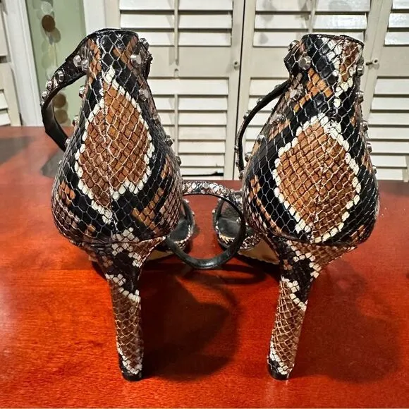 Vince Camuto Snake Skin Print Studded Heel Sandals NWOT Size 9.5