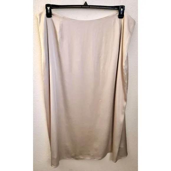 Vince Cream Colored Side Zip Lined Midi Slip Skirt Size 3X NWT