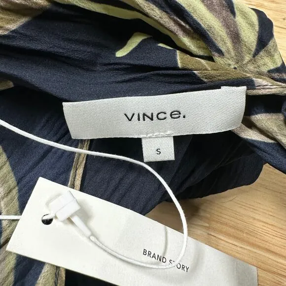 Vince NWT Mixed Tropical Garden Asymmetrical Midi Dress Size S Beachy Pockets