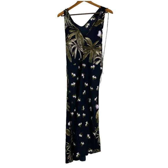 Vince NWT Mixed Tropical Garden Asymmetrical Midi Dress Size S Beachy Pockets