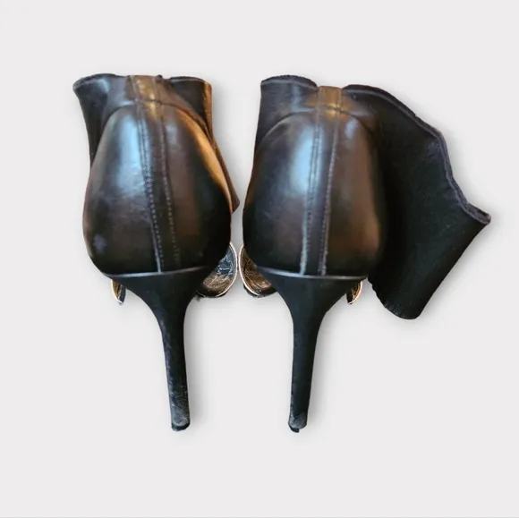 Vince Silver &amp; Black Leather Heeled Sandals
