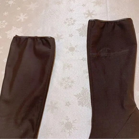 Vincini Tapeet Boots 15” Brown Chunky Sole 3” Heel Made in Italy Sz 6.5 NWOT