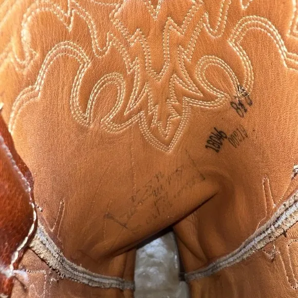 Vintage 1981 Lucchese San Antonio Calf Brown Leather Cowboy Boots