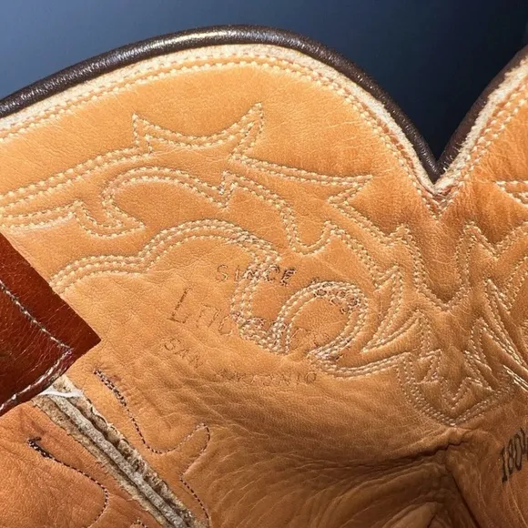 Vintage 1981 Lucchese San Antonio Calf Brown Leather Cowboy Boots
