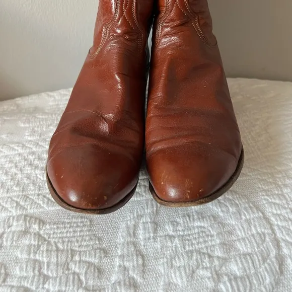 Vintage 1981 Lucchese San Antonio Calf Brown Leather Cowboy Boots