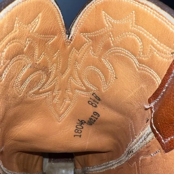 Vintage 1981 Lucchese San Antonio Calf Brown Leather Cowboy Boots