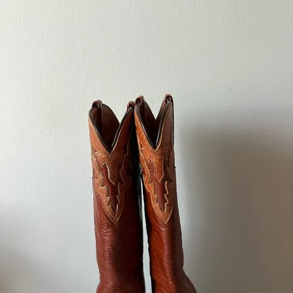 Vintage 1981 Lucchese San Antonio Calf Brown Leather Cowboy Boots
