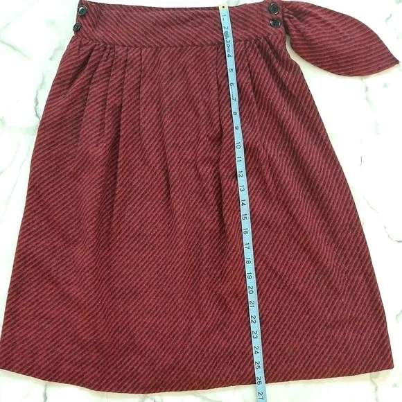 Vintage 40s 50s Striped A-Line Pleated Skirt with Tie Accent