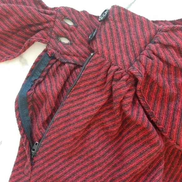 Vintage 40s 50s Striped A-Line Pleated Skirt with Tie Accent