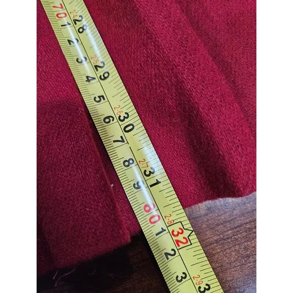 Vintage 70's Panther Red Wool Pleated Midi Skirt Size 12