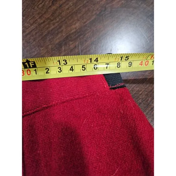 Vintage 70's Panther Red Wool Pleated Midi Skirt Size 12