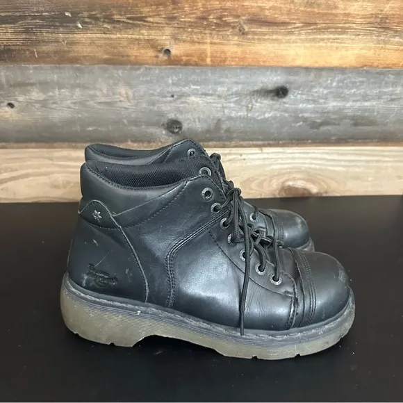 Vintage 90s DR MARTENS Womens 11/ 43 Leather Boots YOLANDA Chunky BLACK Lugged