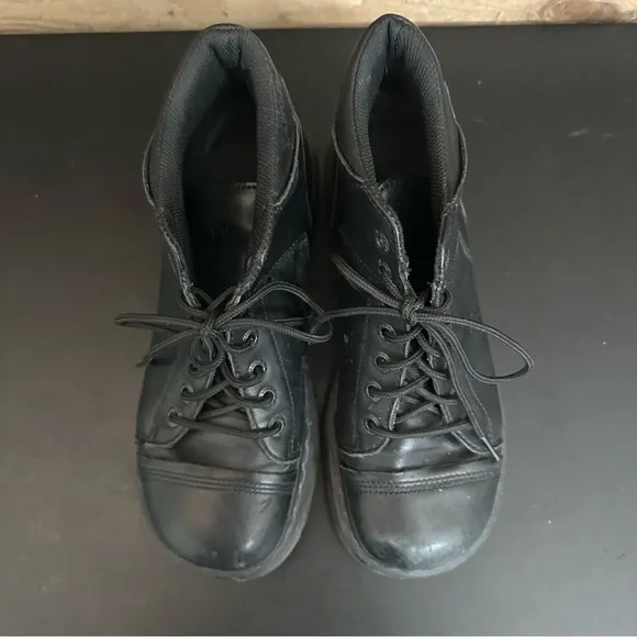 Vintage 90s DR MARTENS Womens 11/ 43 Leather Boots YOLANDA Chunky BLACK Lugged