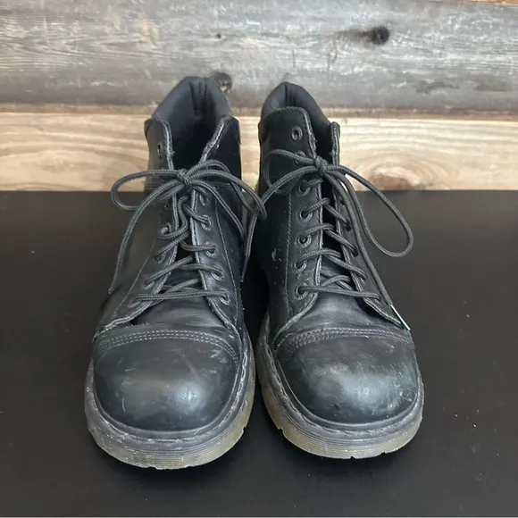 Vintage 90s DR MARTENS Womens 11/ 43 Leather Boots YOLANDA Chunky BLACK Lugged